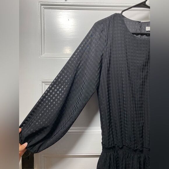 Waverly Grey | Sasha Check Pattern Drop Waist Blouson Mini Dress Black Sz Small - Picture 4 of 11